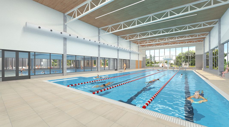 Animation Sportbecken des neuen Mehrgenerationen-Gesundheitsbads in Benrath